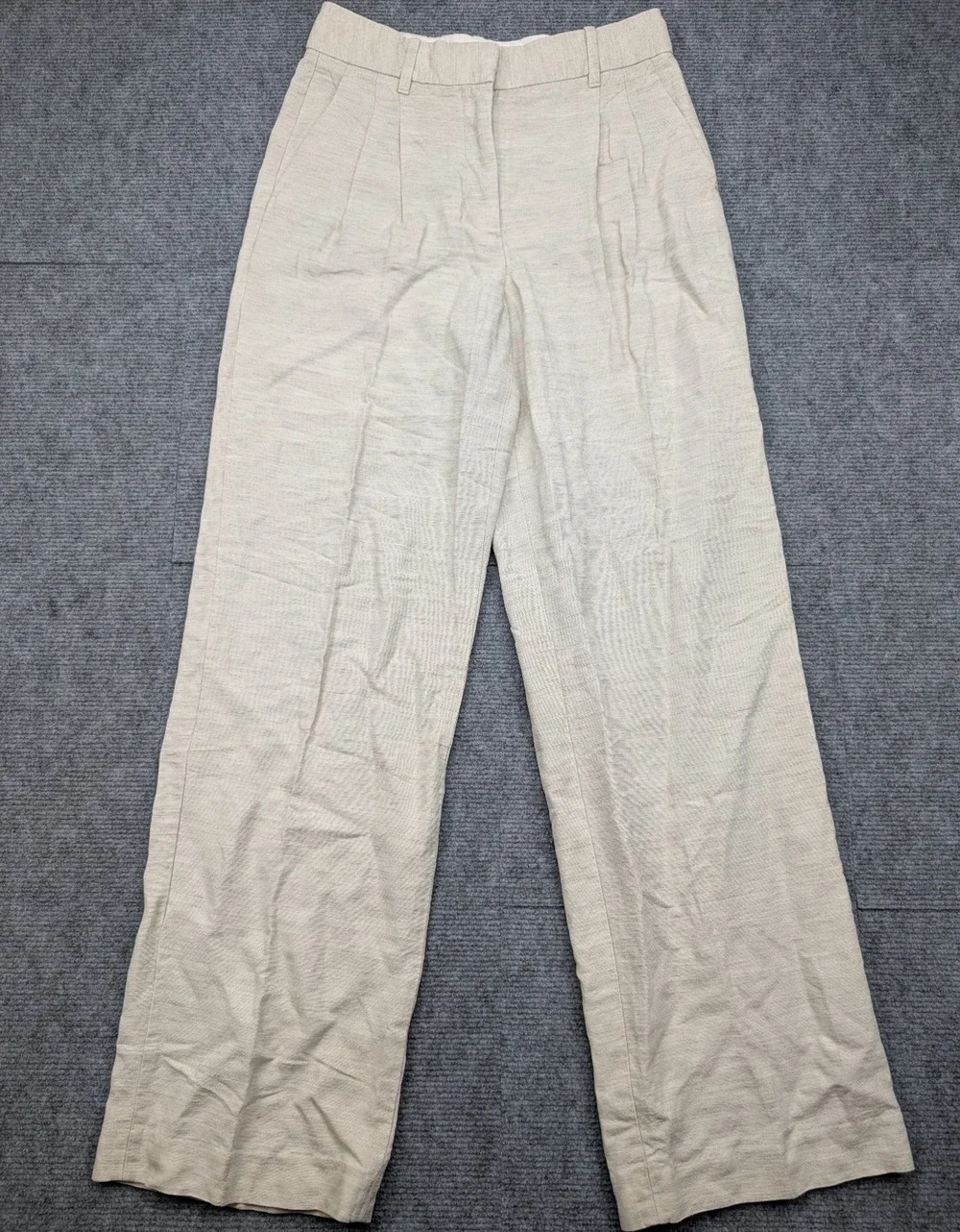 Aritzia Effortless Pants Womens 4 Tall Linen Wide Leg Pleated Trouser Old Money